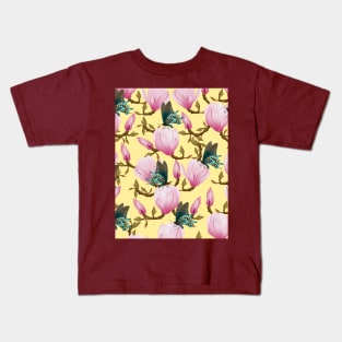 Magnolia Flowers With Butterflies Kids T-Shirt